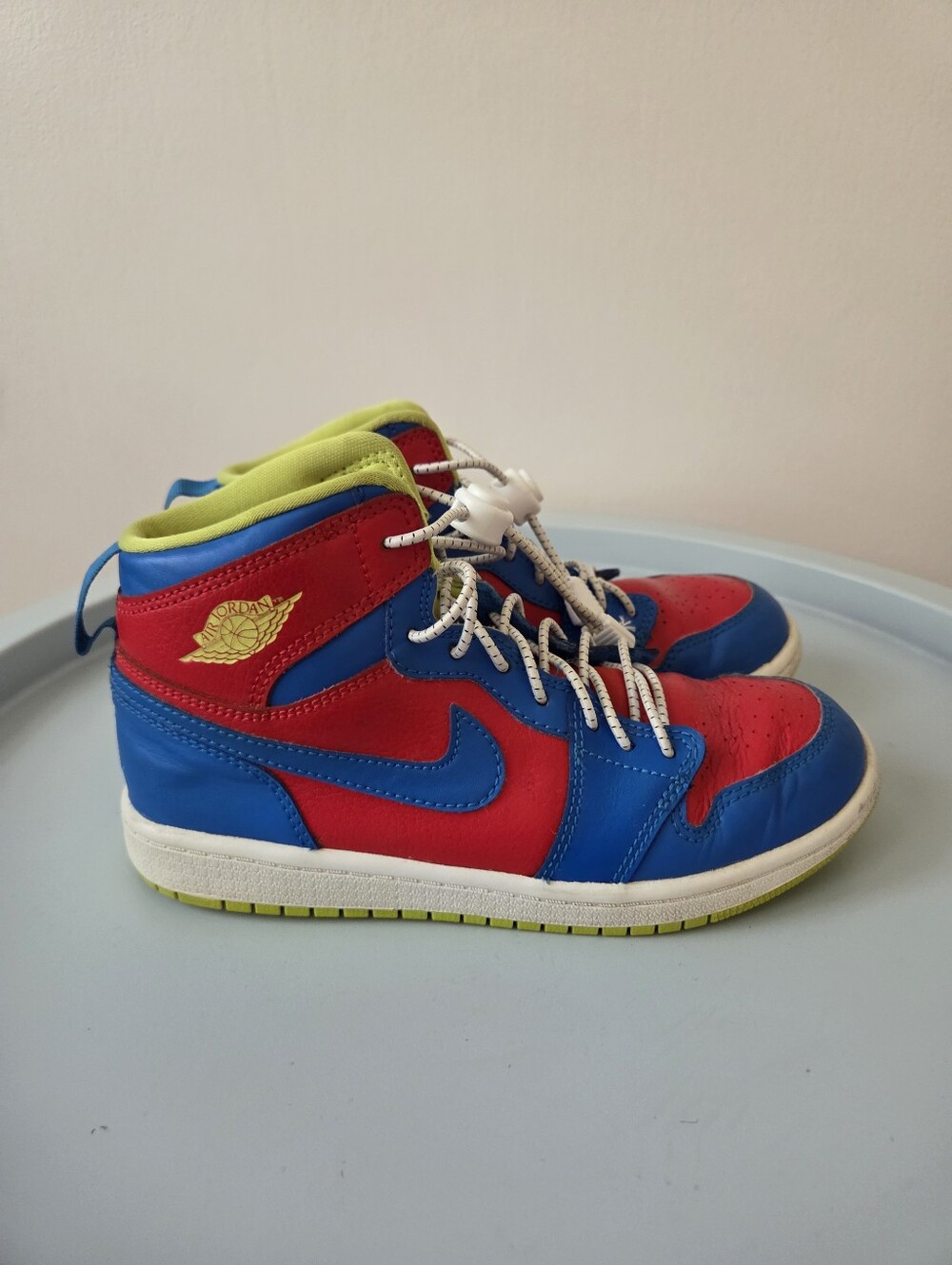 Air Jordan 1, Retro High 'Racing Pack' Leather Red, Blue, Lime Green